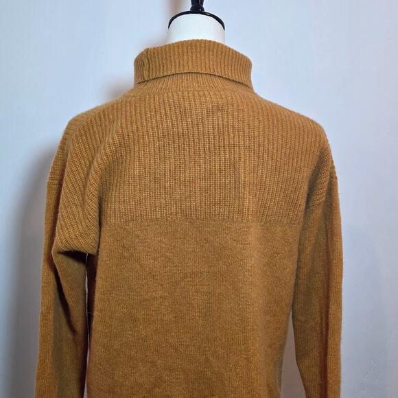Max Studio 2 Ply Cashmere Mustard Cowlneck Pullover Sweater Size Medium Oversize - Picture 5 of 6